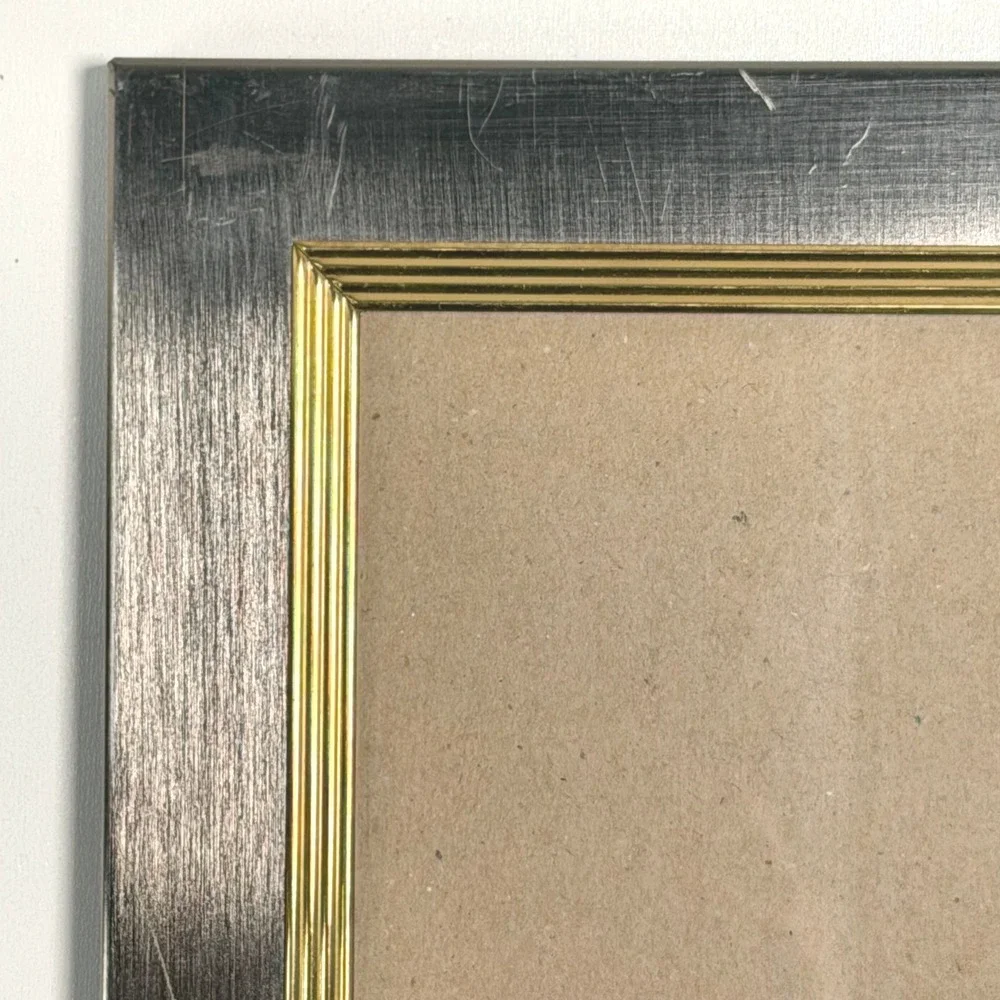 Vintage Picture Frame Metal‎ Silver Gold 6x8 Mixed Metal MCM Scandi Gallery Wall